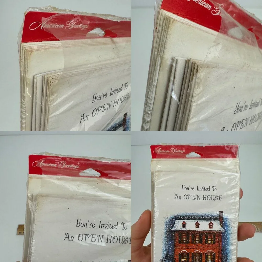 Vtg Unused American Greetings You're invited to an Open House‎ Winter Cards READ